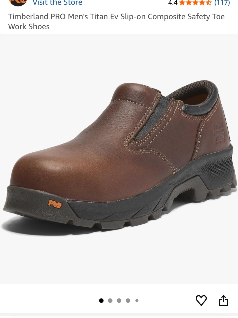 Timberland PRO Brown Leather Slip-On Work Loafers with Black Outsole